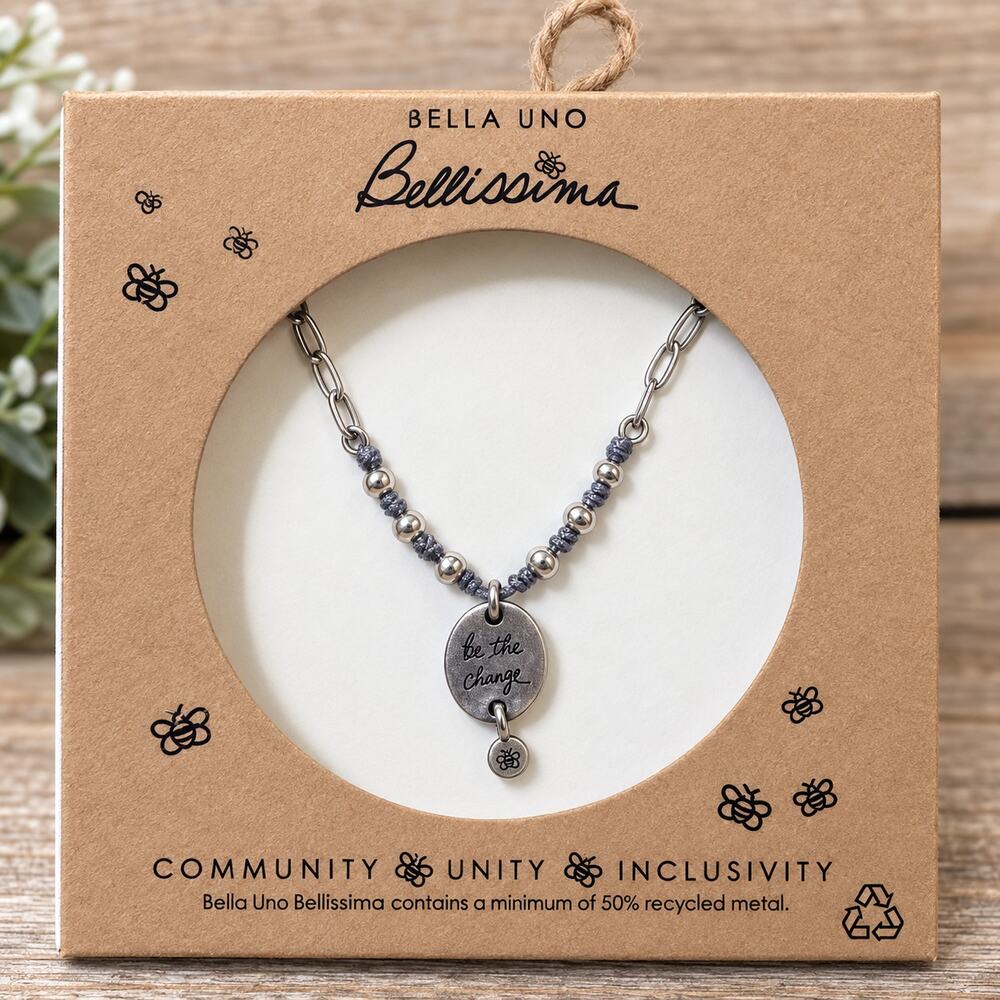 Bella Uno Bellissima “Be the Change” Silver Tone Bee Charm Necklace